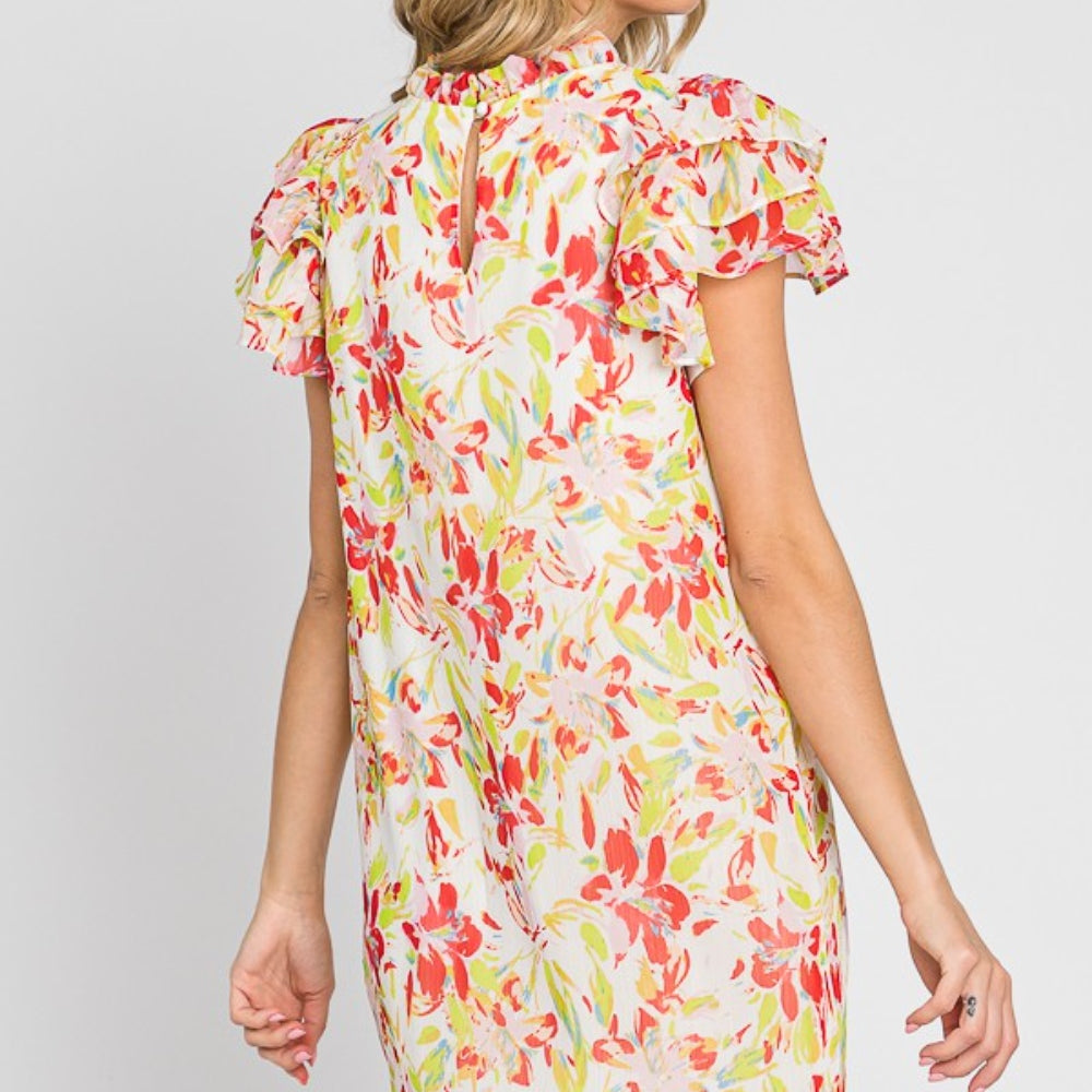 Floral Short Sleeve Mini Dress