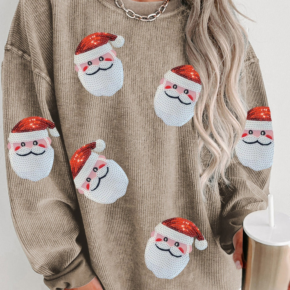 
                      
                        Sequin Santa Patch Ribbed Sweatshirt
                      
                    