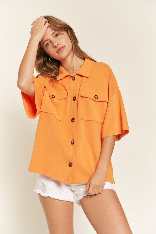 
                      
                        Smiley Back Button Down Top
                      
                    