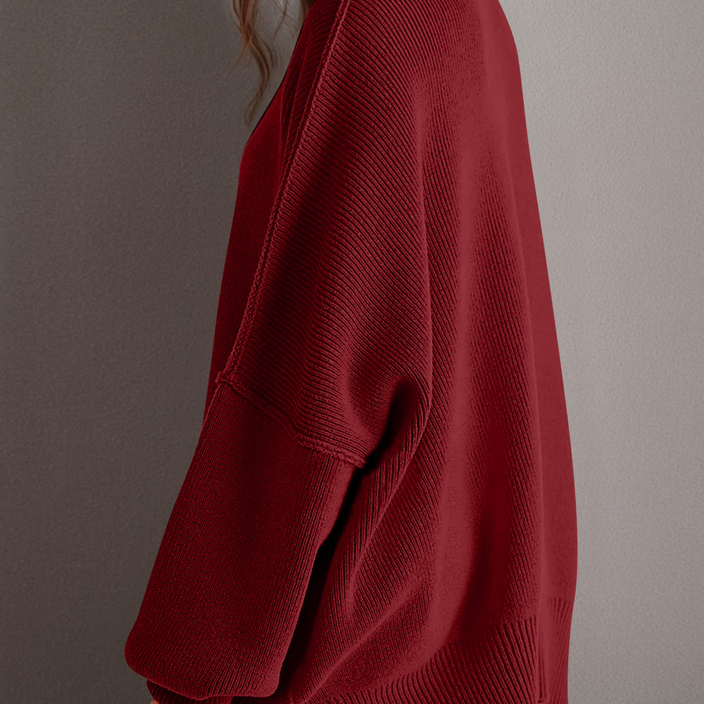 
                      
                        Side Slit Round Neck Long Sleeve Sweater
                      
                    