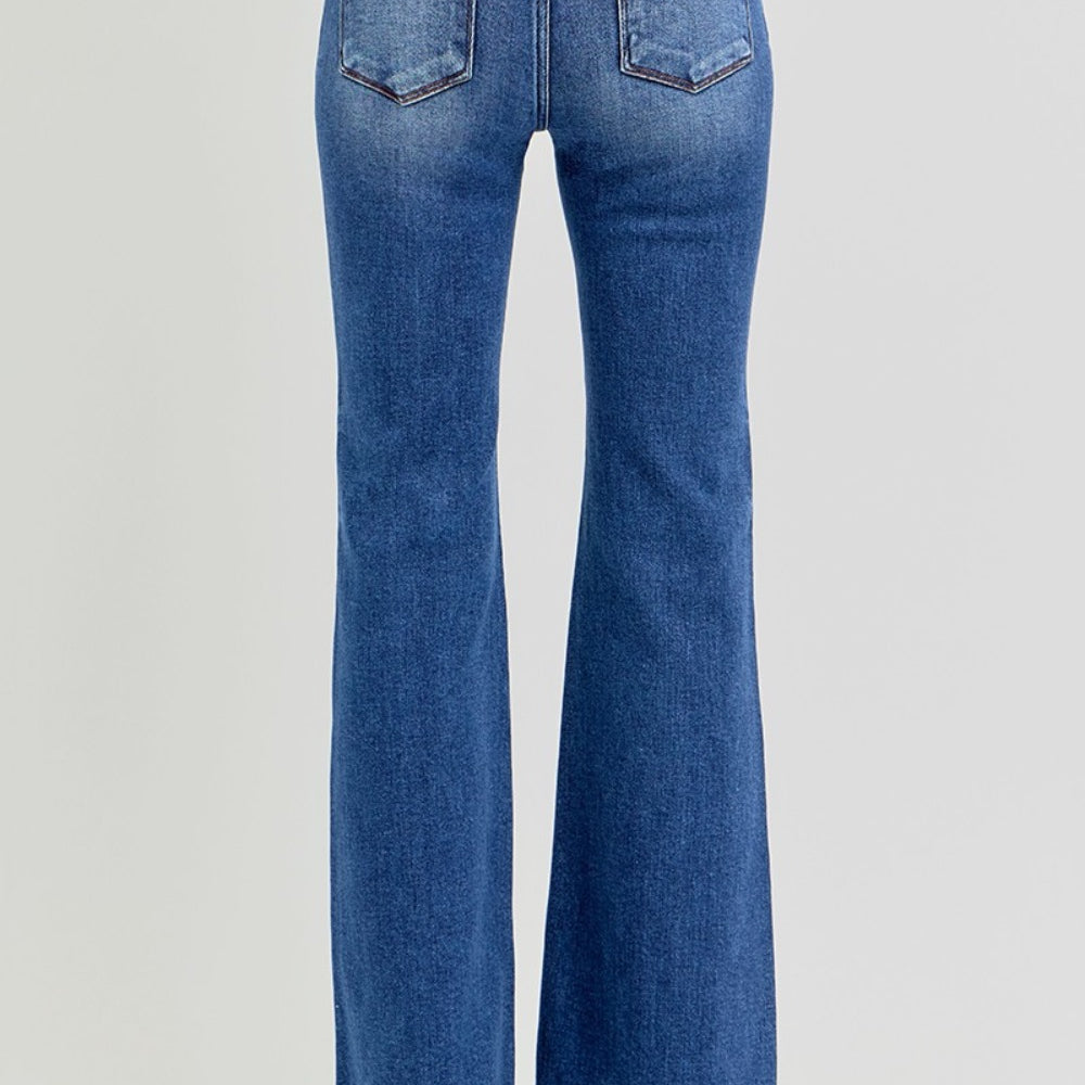 RISEN Low Rise Flare Jeans with Pockets