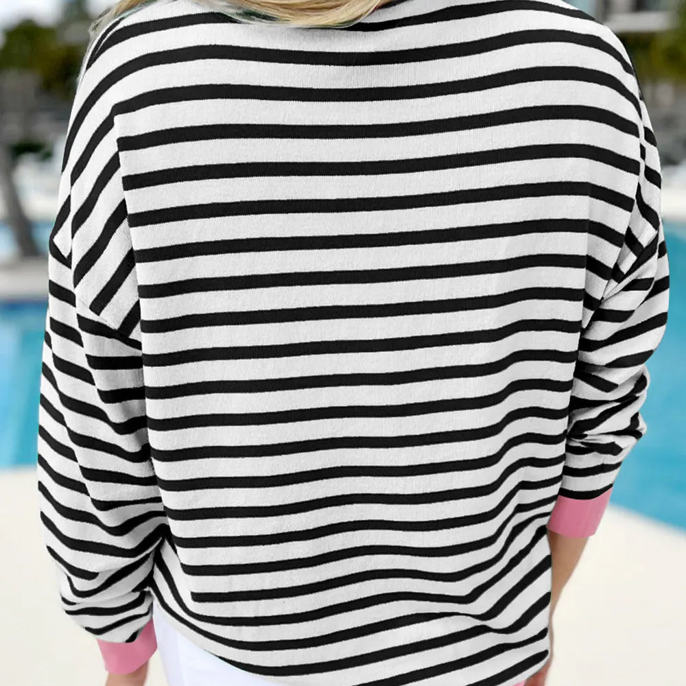 
                      
                        Striped Round Neck Long Sleeve Sweatshirt
                      
                    