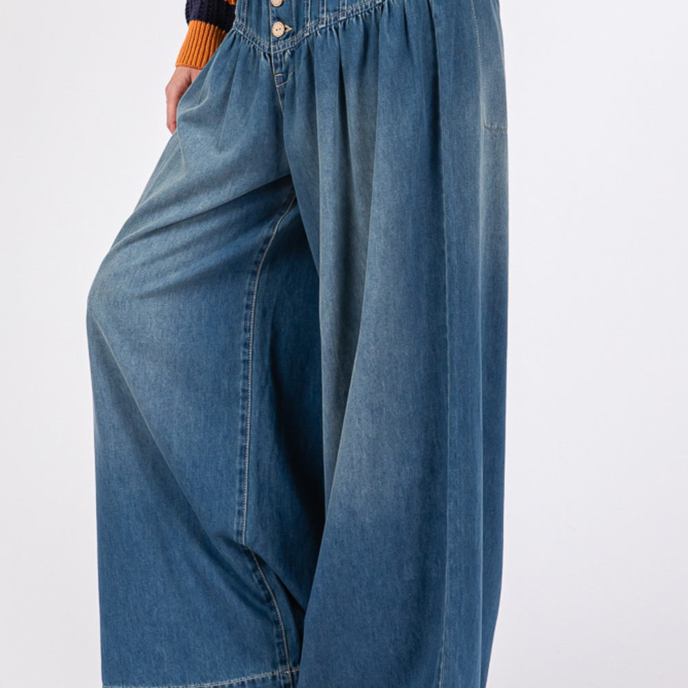 
                      
                        Smocked Waist Band Wide Leg Jeans
                      
                    