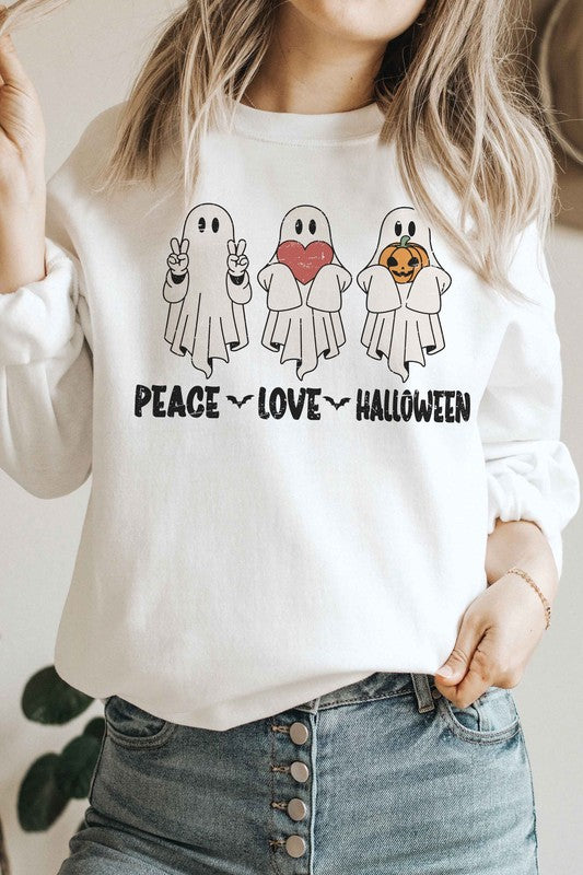 PEACE LOVE HALLOWEEN Graphic Sweatshirt