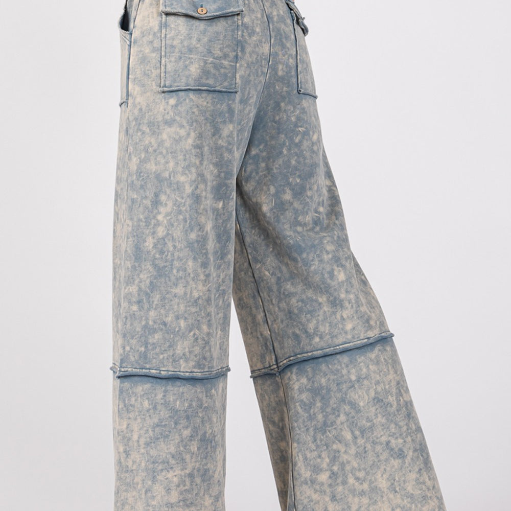 Mineral Washed Terry Wide Leg Pants