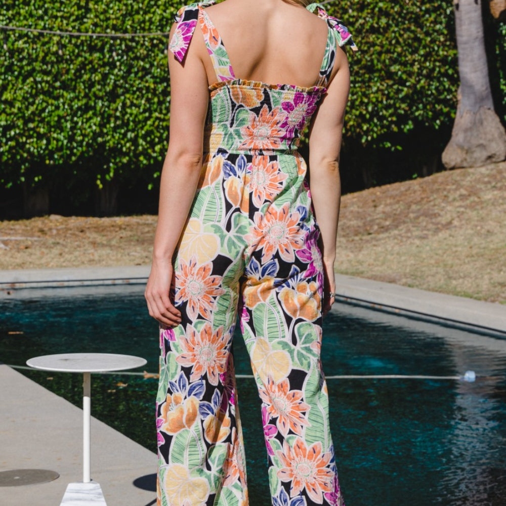 Floral Sleeveless Wide Leg Jumpsuit