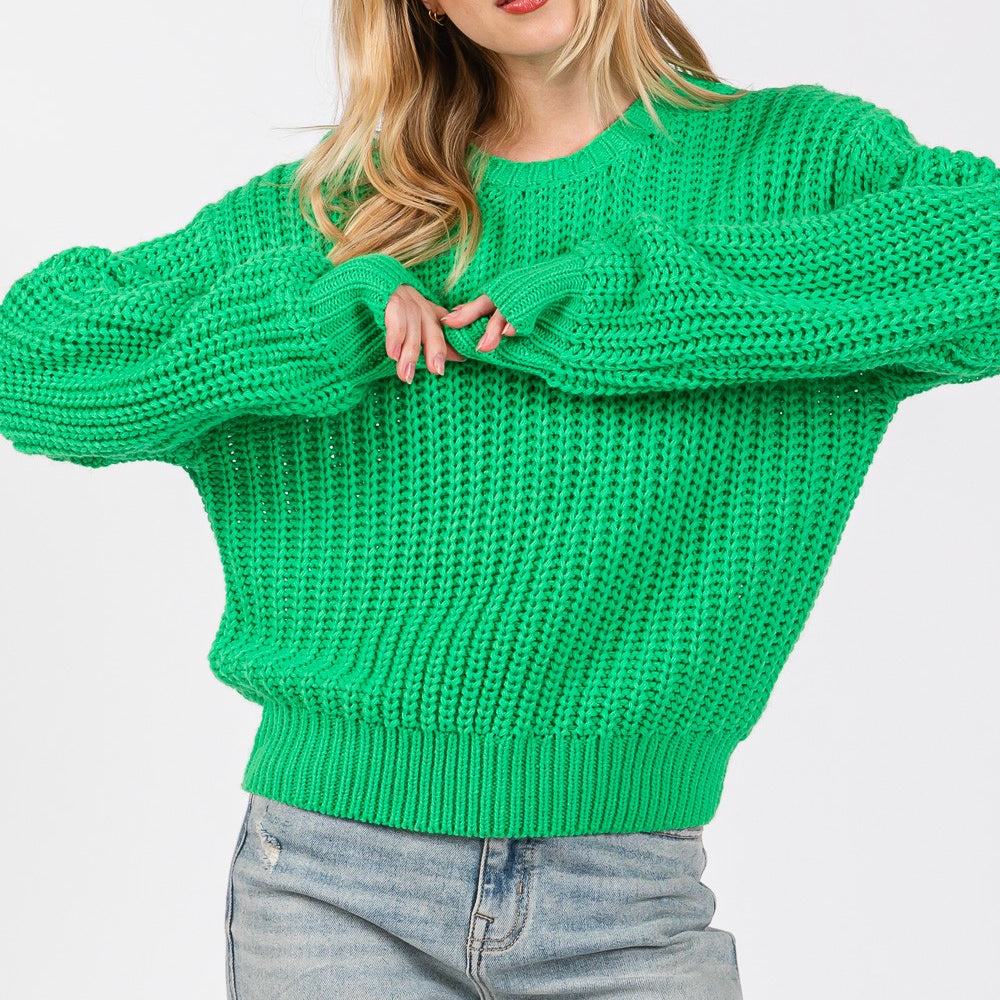 
                      
                        Round Neck Drop Shoulder Sweater
                      
                    