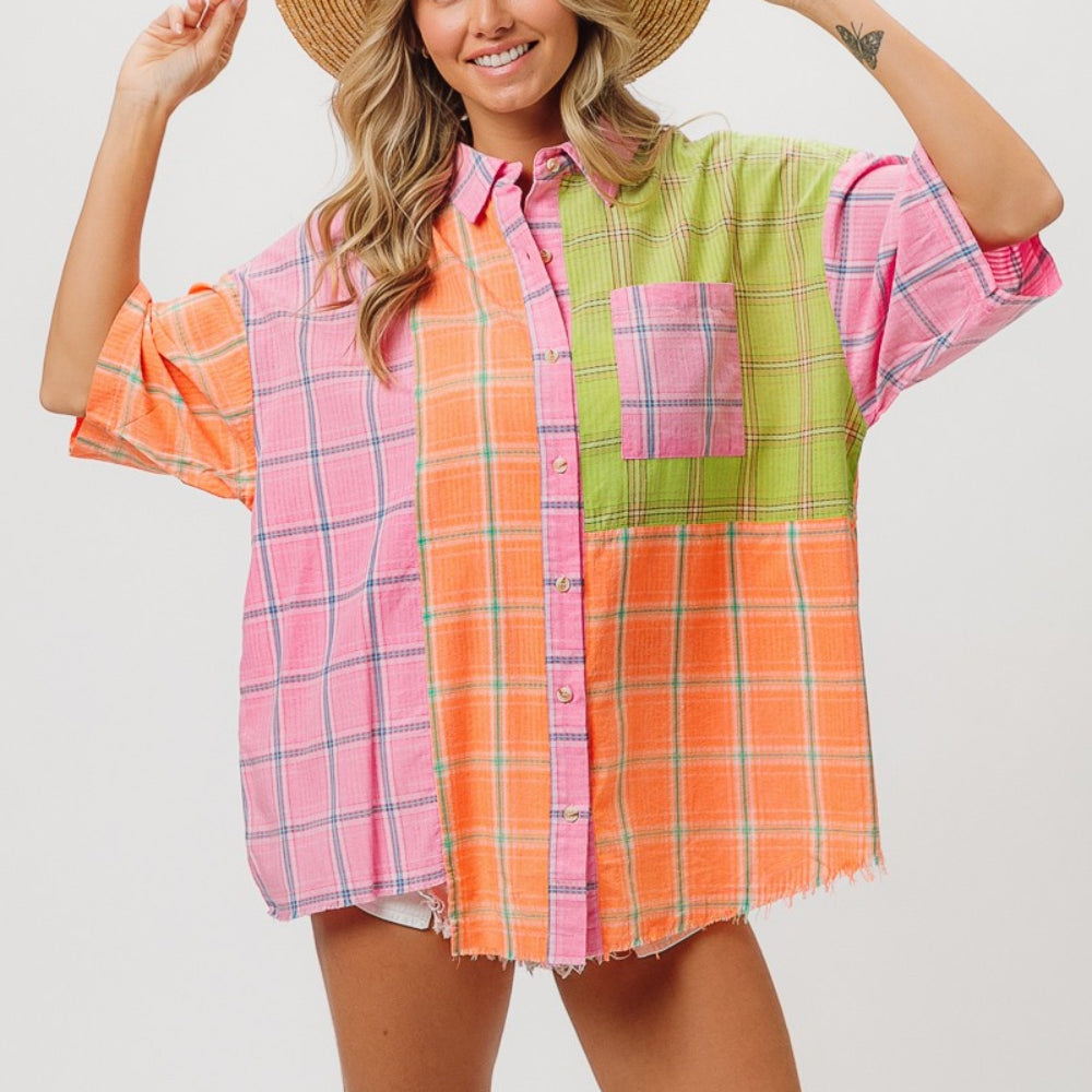 
                      
                        Plaid Collared Neck Half Sleeve Shirt
                      
                    