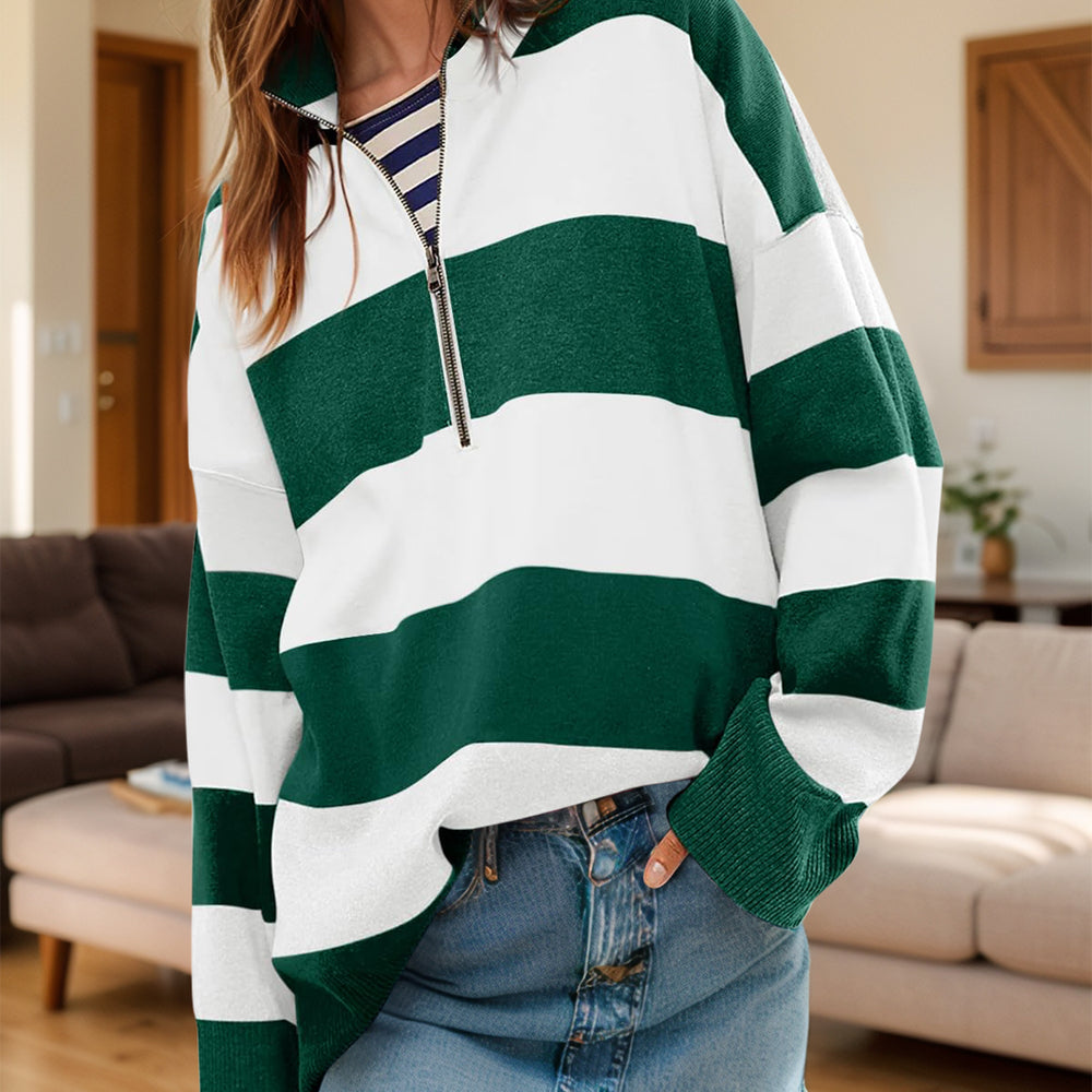 
                      
                        Color Block Half Zip Long Sleeve Sweater
                      
                    