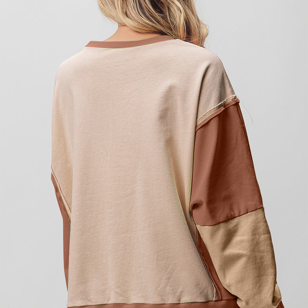 Washed Color Block Sweatshirt