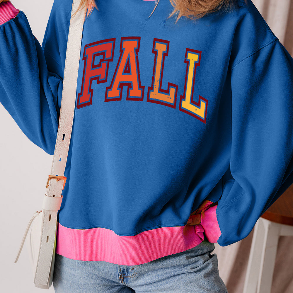 Letter Graphic Contrast Long Sleeve Sweatshirt