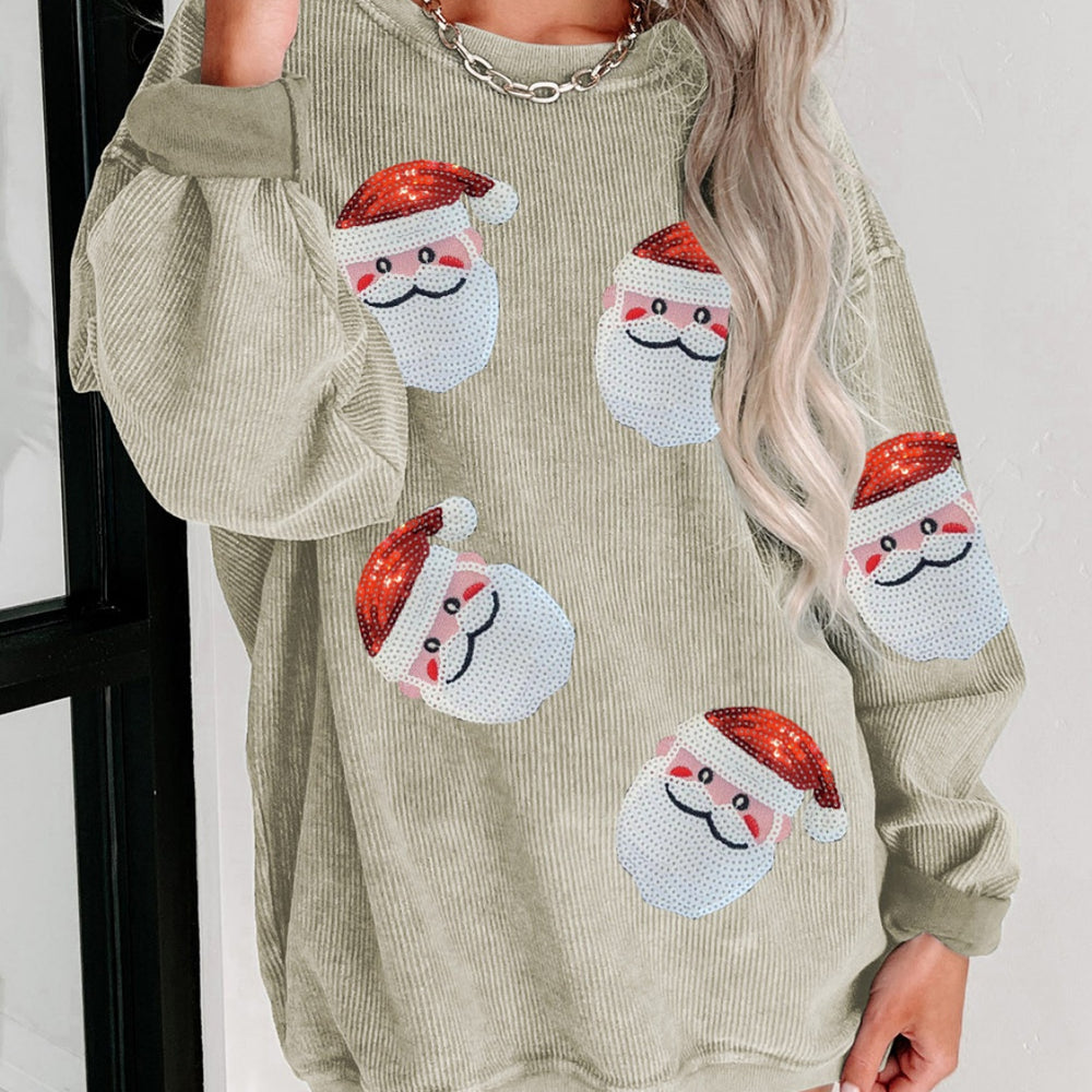 
                      
                        Sequin Santa Patch Ribbed Sweatshirt
                      
                    