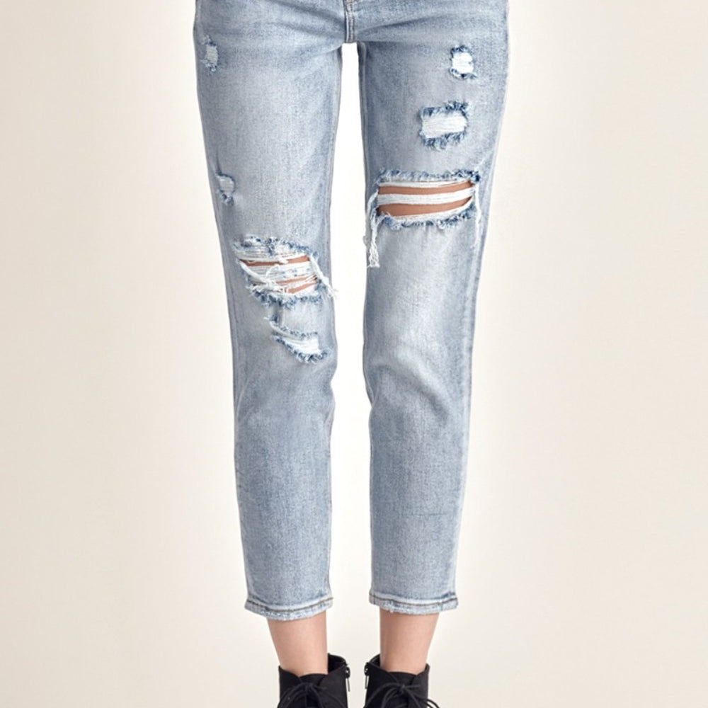 
                      
                        RISEN Distressed Slim Cropped Jeans
                      
                    