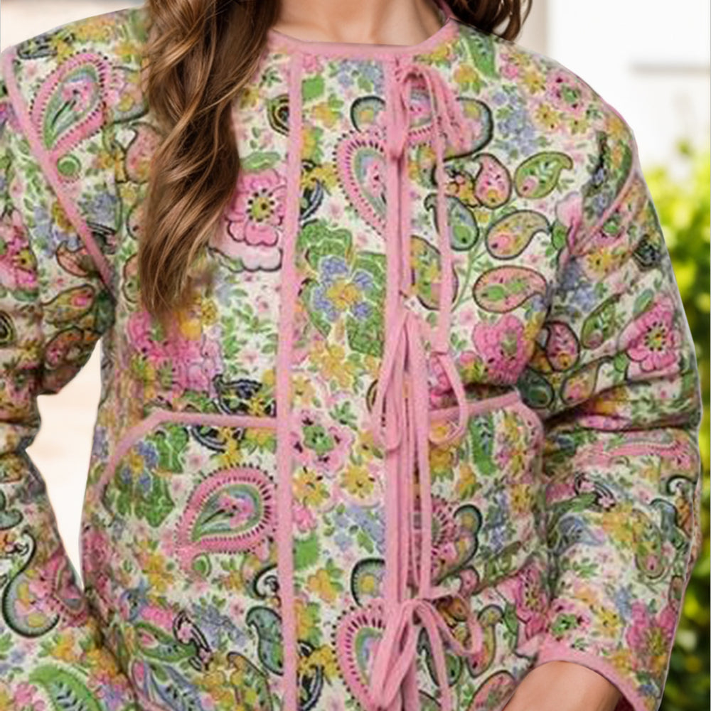 
                      
                        Tied Printeded Long Sleeve Jacket
                      
                    