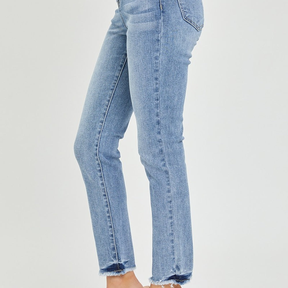 
                      
                        RISEN High Rise Frayed Hem Skinny Jeans
                      
                    