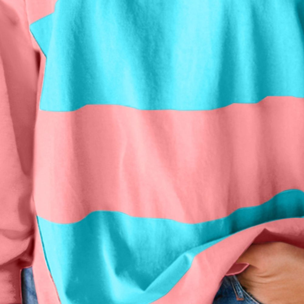 
                      
                        Color Block Round Neck Long Sleeve Top
                      
                    