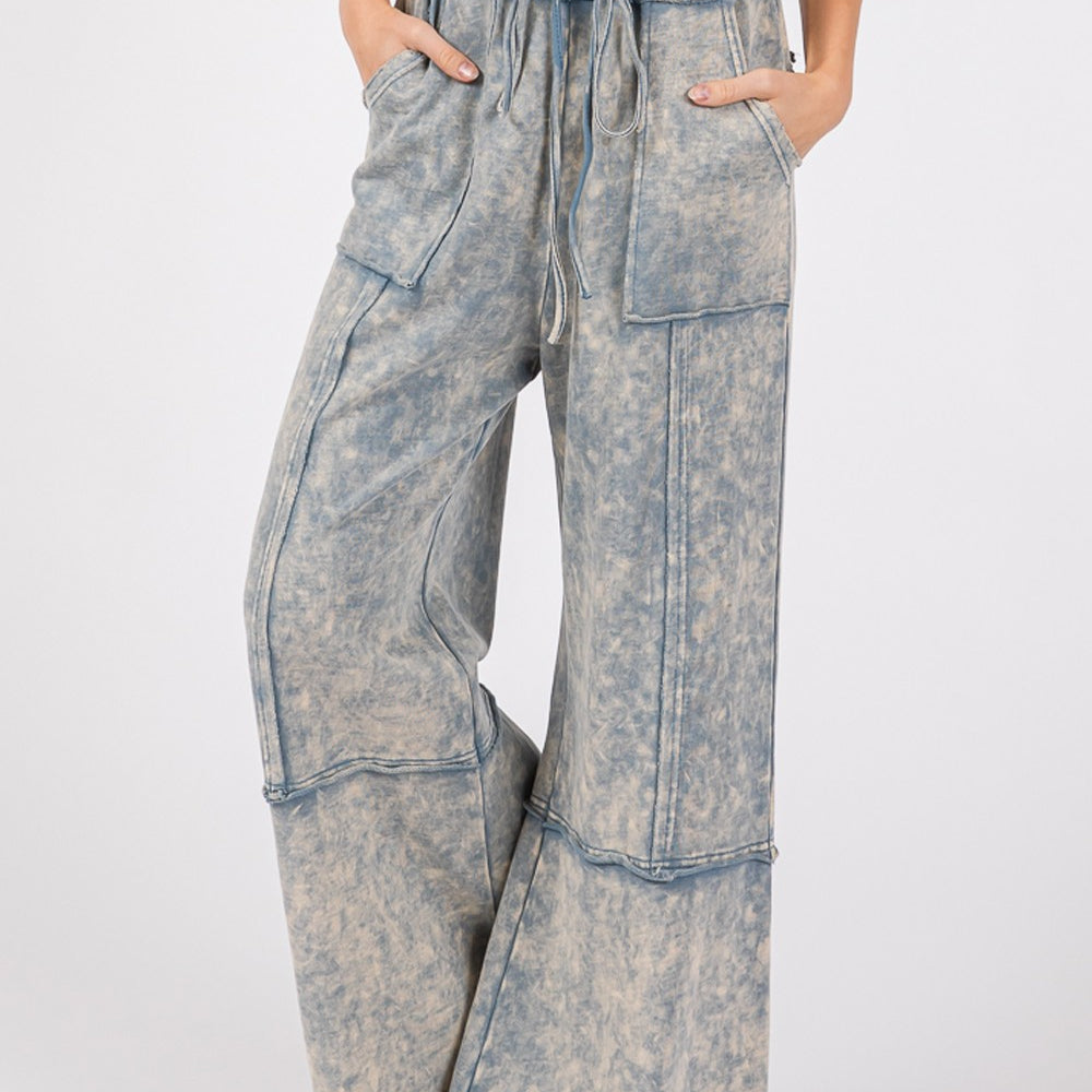 
                      
                        Mineral Washed Terry Wide Leg Pants
                      
                    