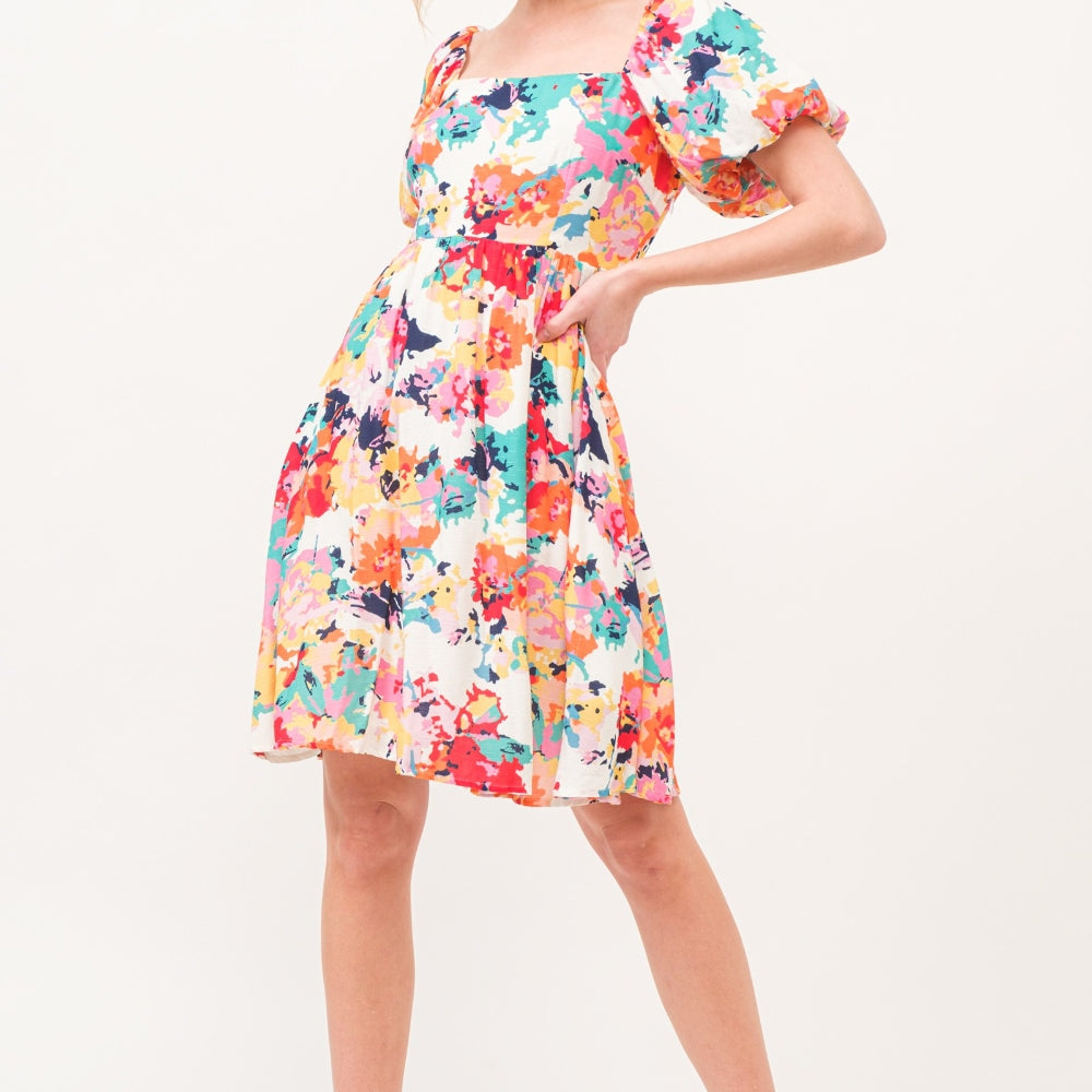 
                      
                        Square Neck Puff Sleeve Floral Dress
                      
                    