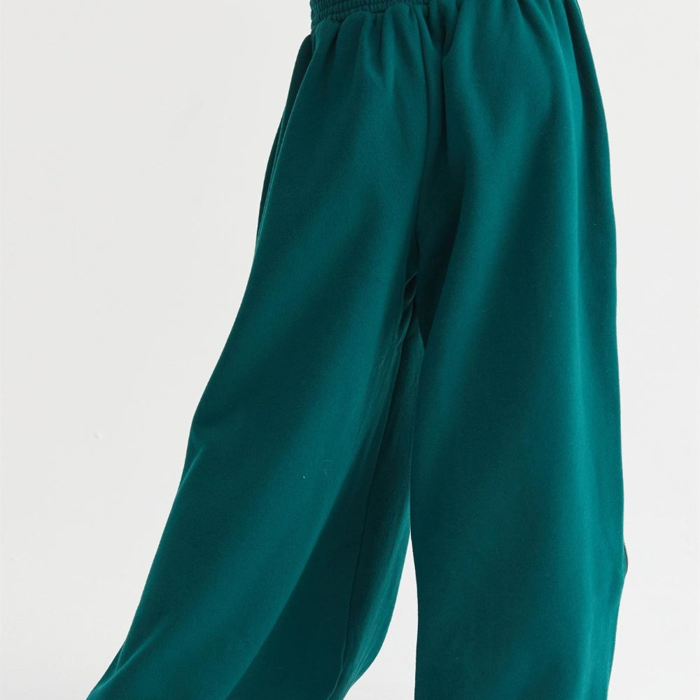 Wide-Leg Side Zipper Sweatpants