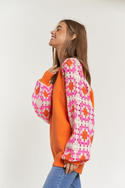 Norah Crochet Sleeve Sweater