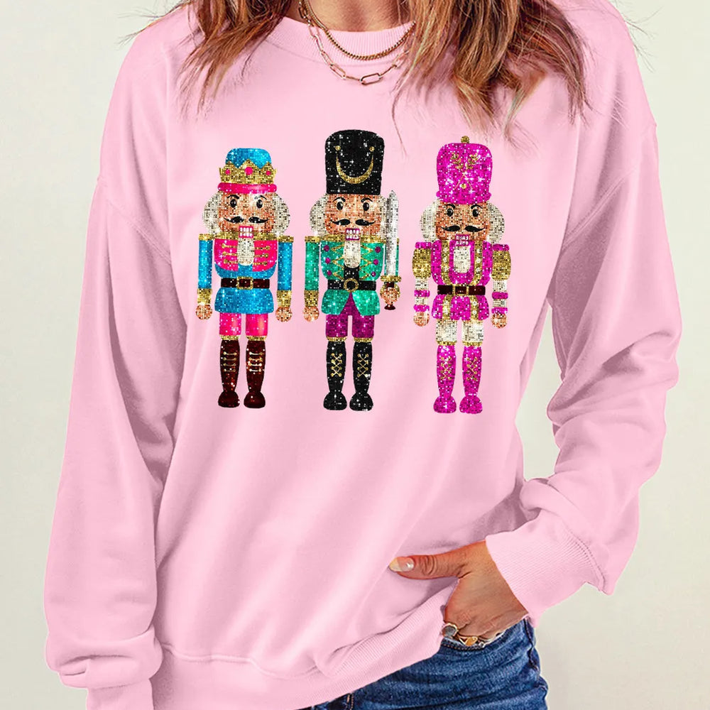 Nutcracker Graphic Round Neck Long Sleeve Sweatshirt