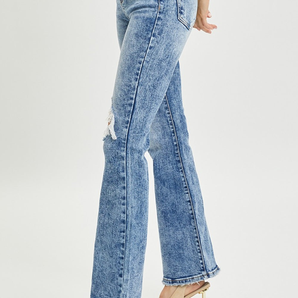 
                      
                        RISEN High Rise Distressed Flare Jeans
                      
                    