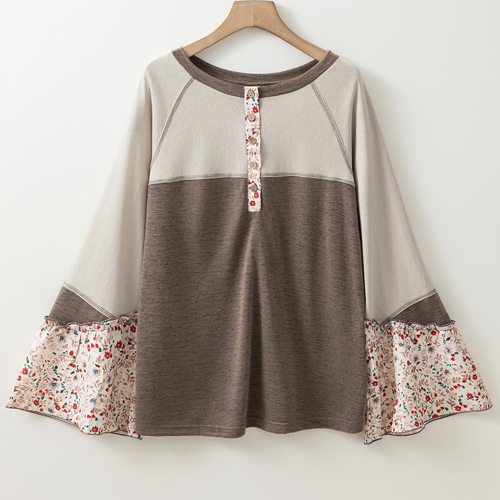 
                      
                        Floral Half Button Long Sleeve T-Shirt
                      
                    