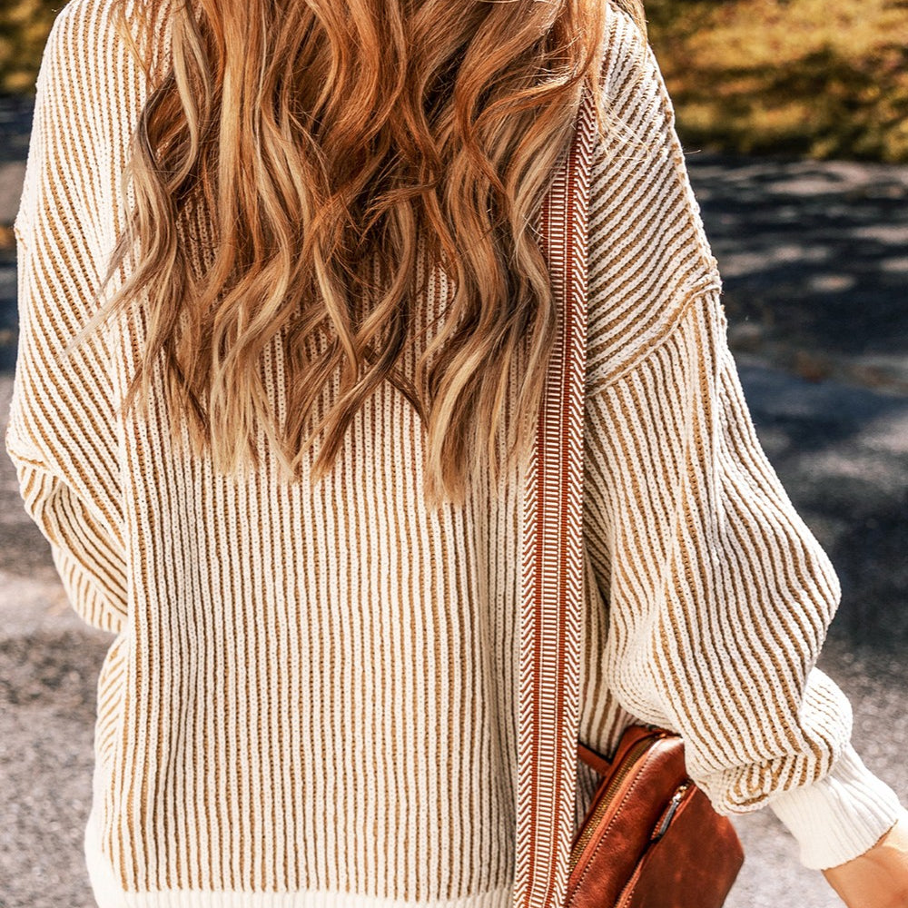 
                      
                        Round Neck Dropped Shoulder Sweater
                      
                    