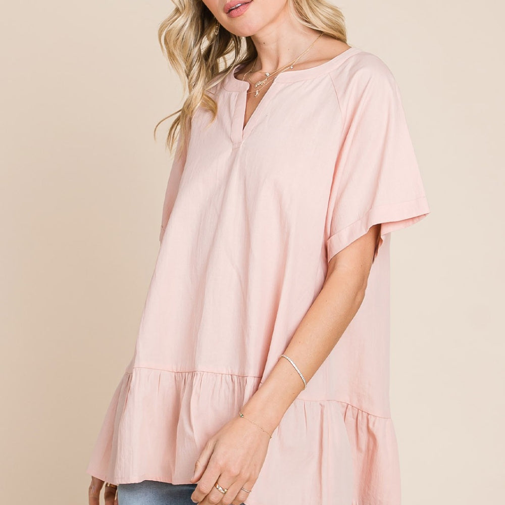 
                      
                        Nochted Ruffle Hem Top
                      
                    