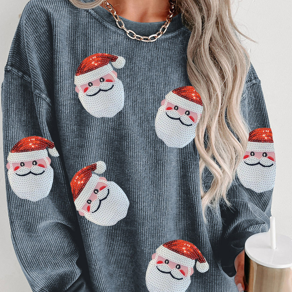 
                      
                        Sequin Santa Patch Ribbed Sweatshirt
                      
                    