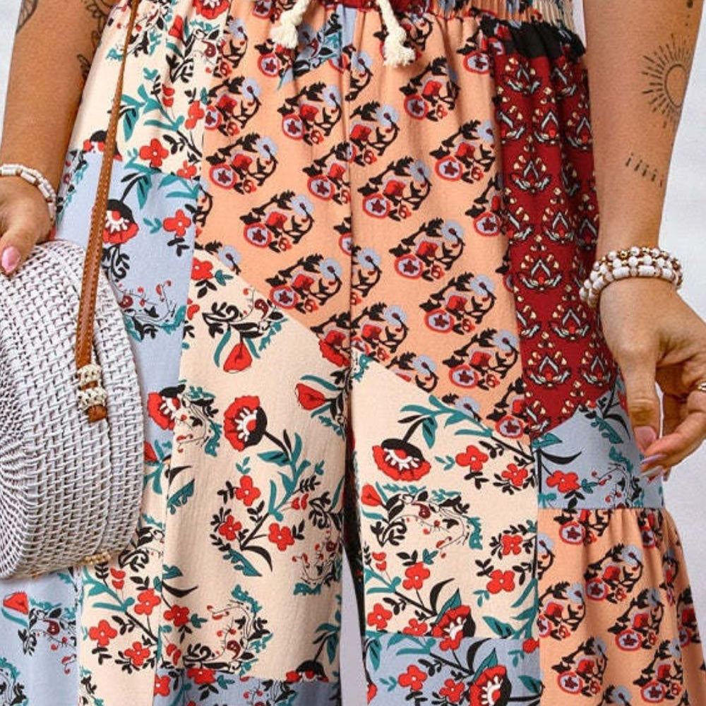 
                      
                        Drawstring Printed Wide Leg Pants
                      
                    