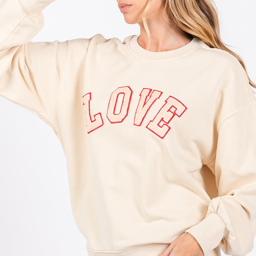 
                      
                        LOVE Path Applique Drop Shoulder Sweatshirt
                      
                    