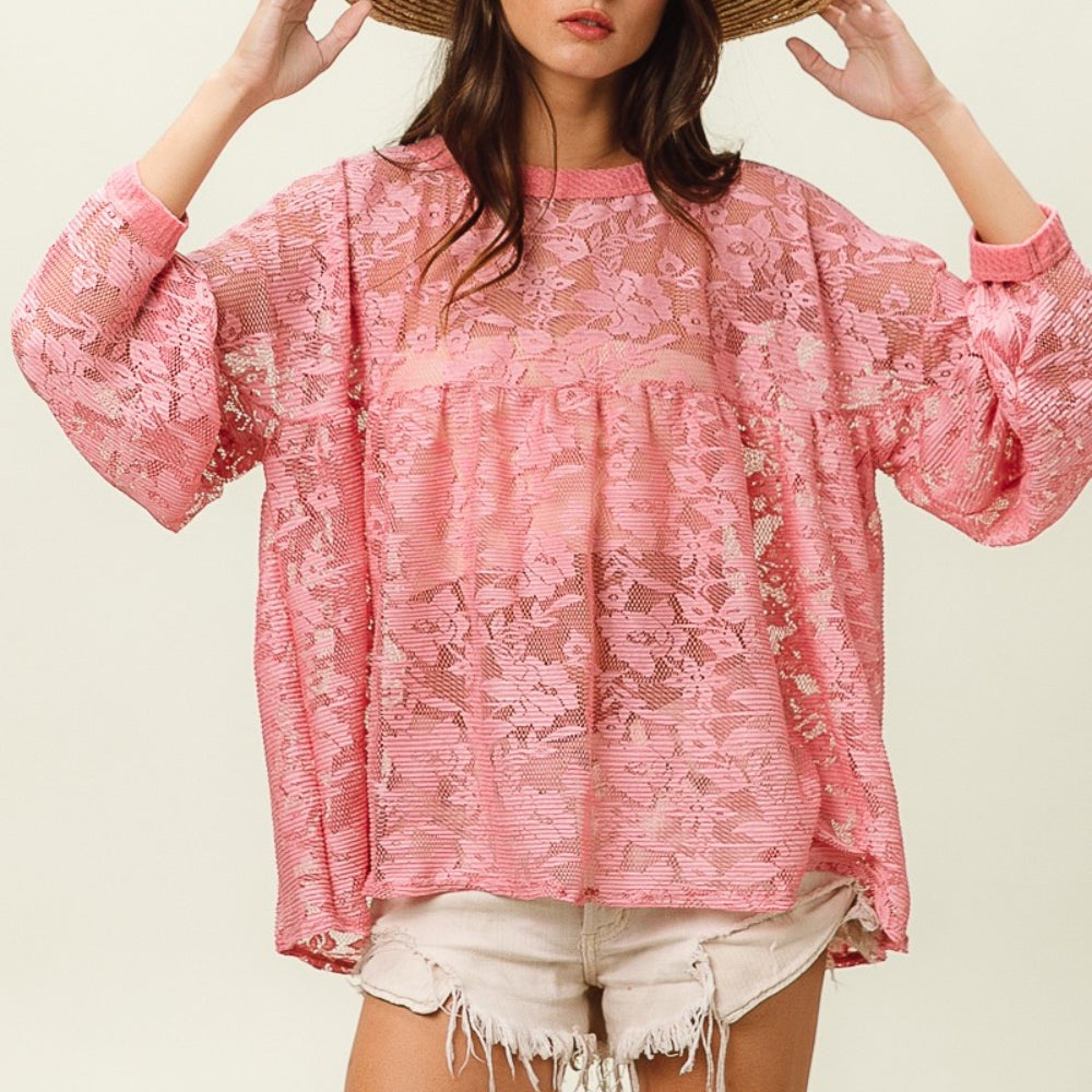 
                      
                        Floral Lace Long Sleeve Top
                      
                    