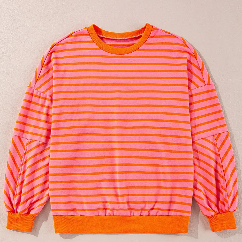 
                      
                        Striped Dropped Shoulder Long Sleeve Sweatshirt
                      
                    