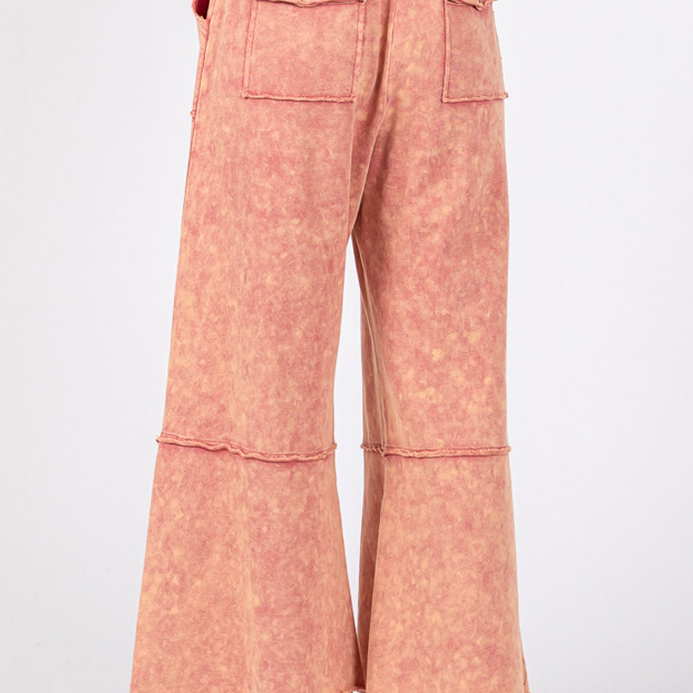 Mineral Washed Terry Wide Leg Pants