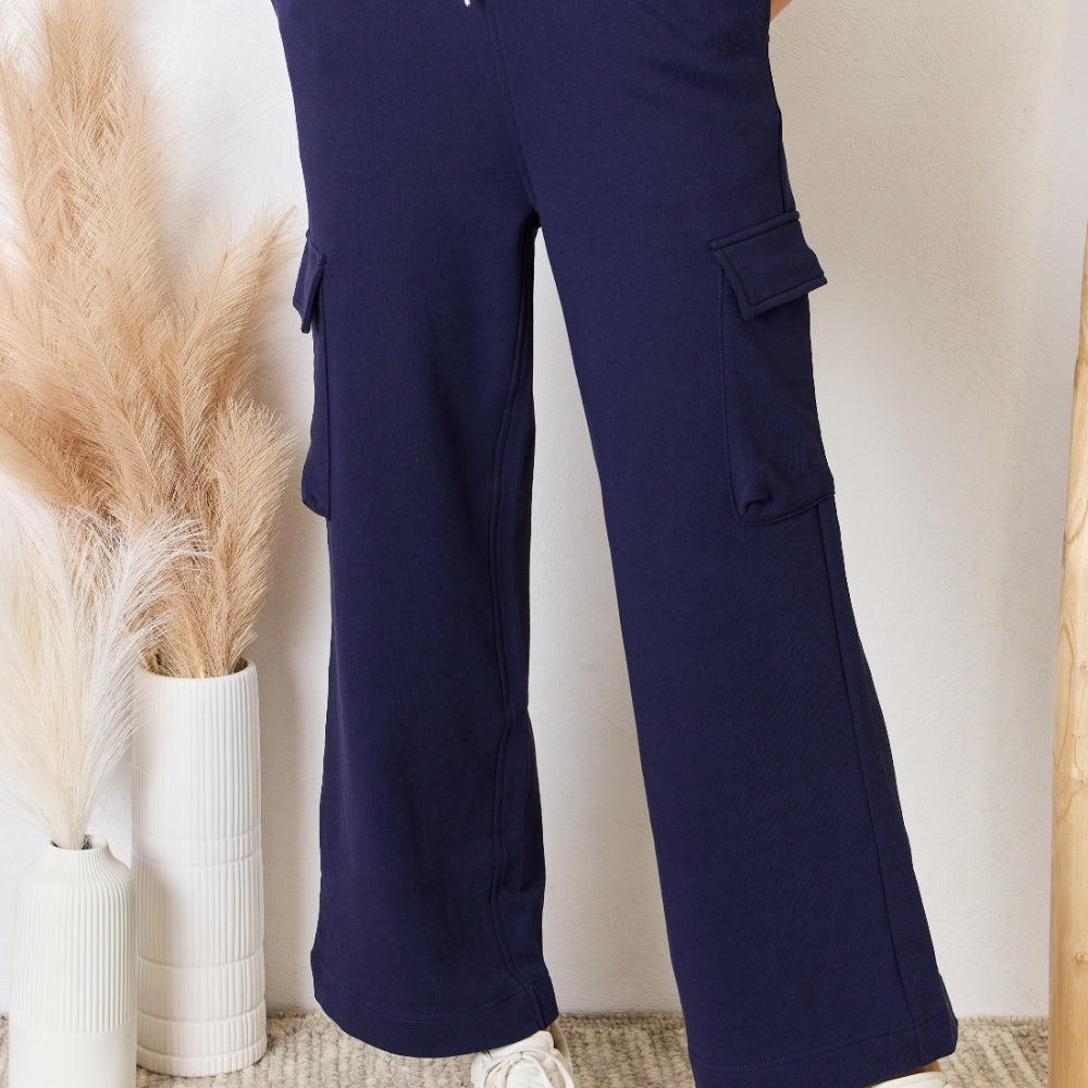 RISEN Drawstring Relaxed Cargo Wide Leg Pants