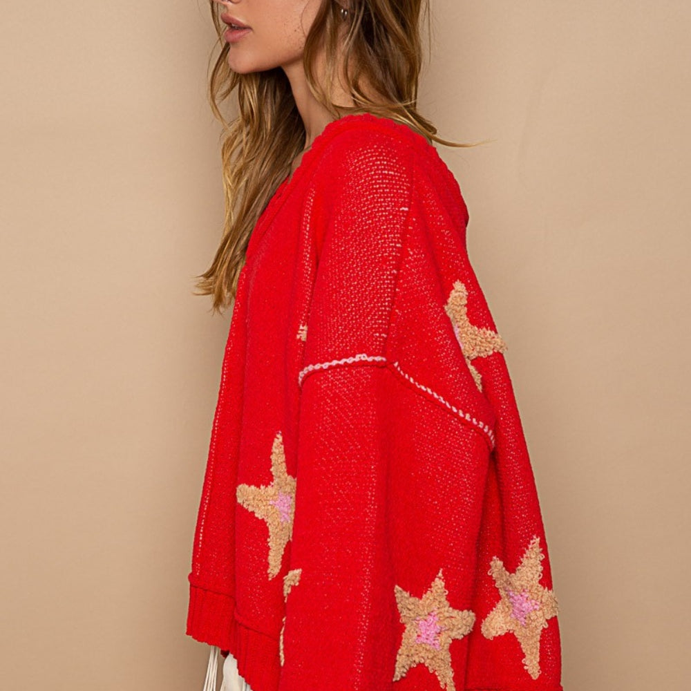 Long Sleeve Star Patch Sweater