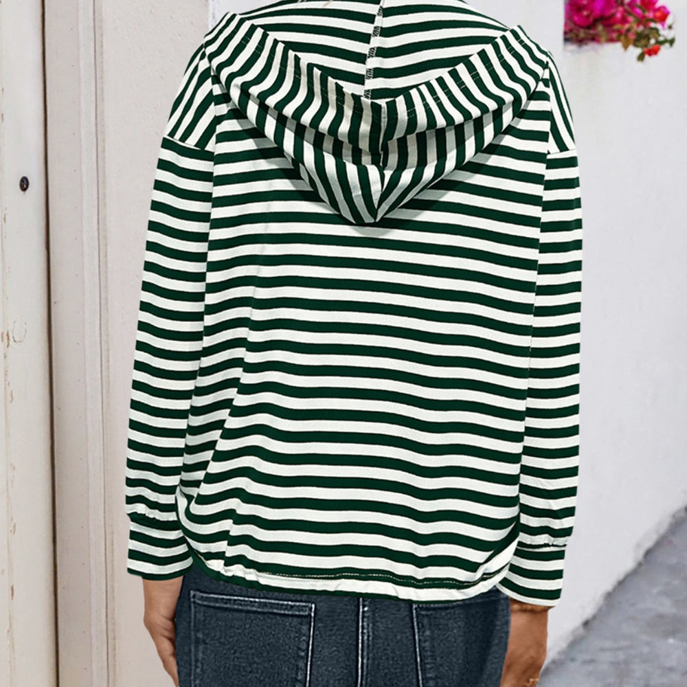 
                      
                        Drawstring Striped Long Sleeve Hoodie
                      
                    