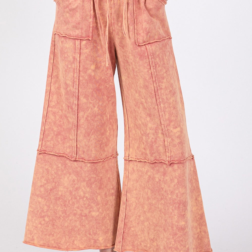 Mineral Washed Terry Wide Leg Pants