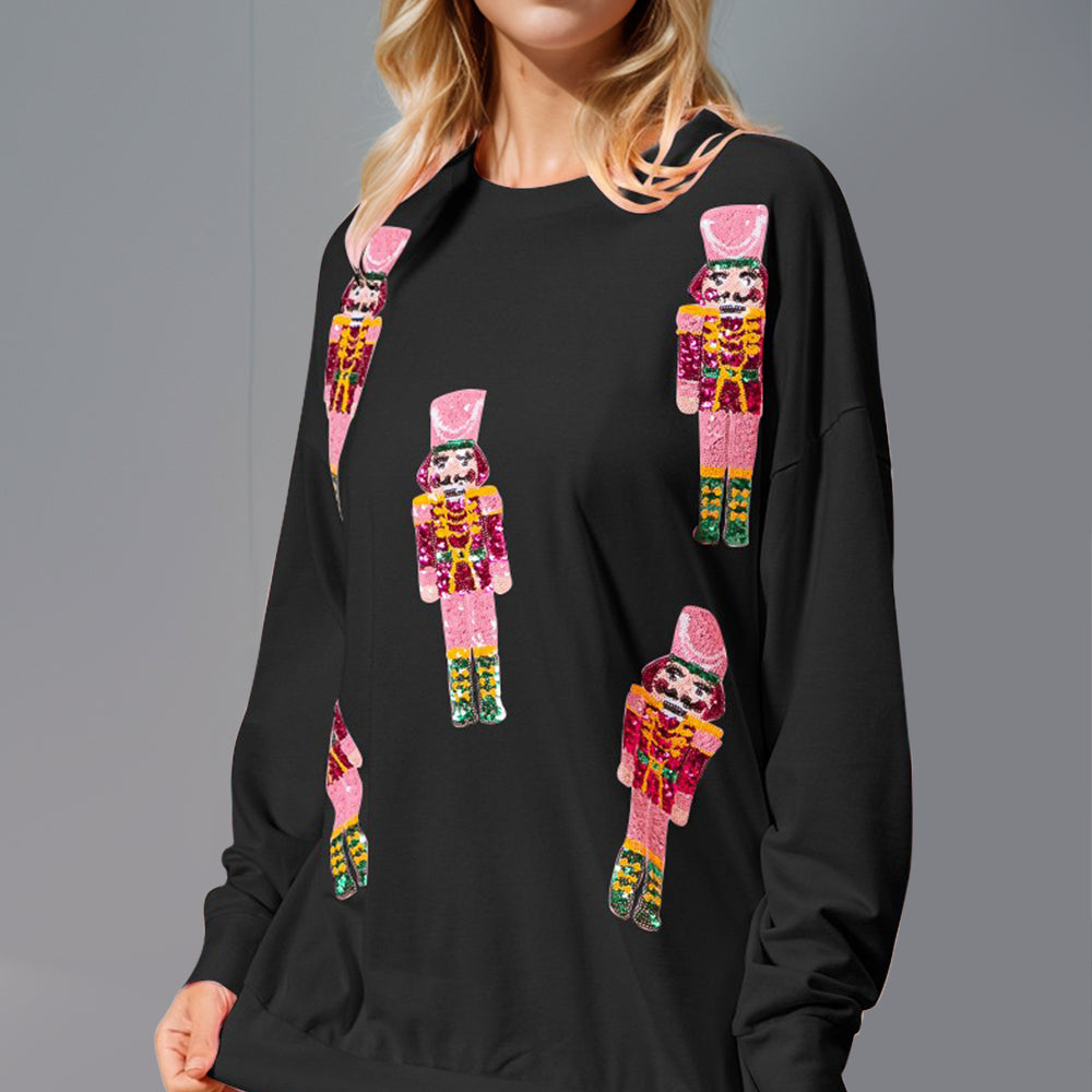 
                      
                        Sequin Nutcracker Round Neck Long Sleeve Sweatshirt
                      
                    