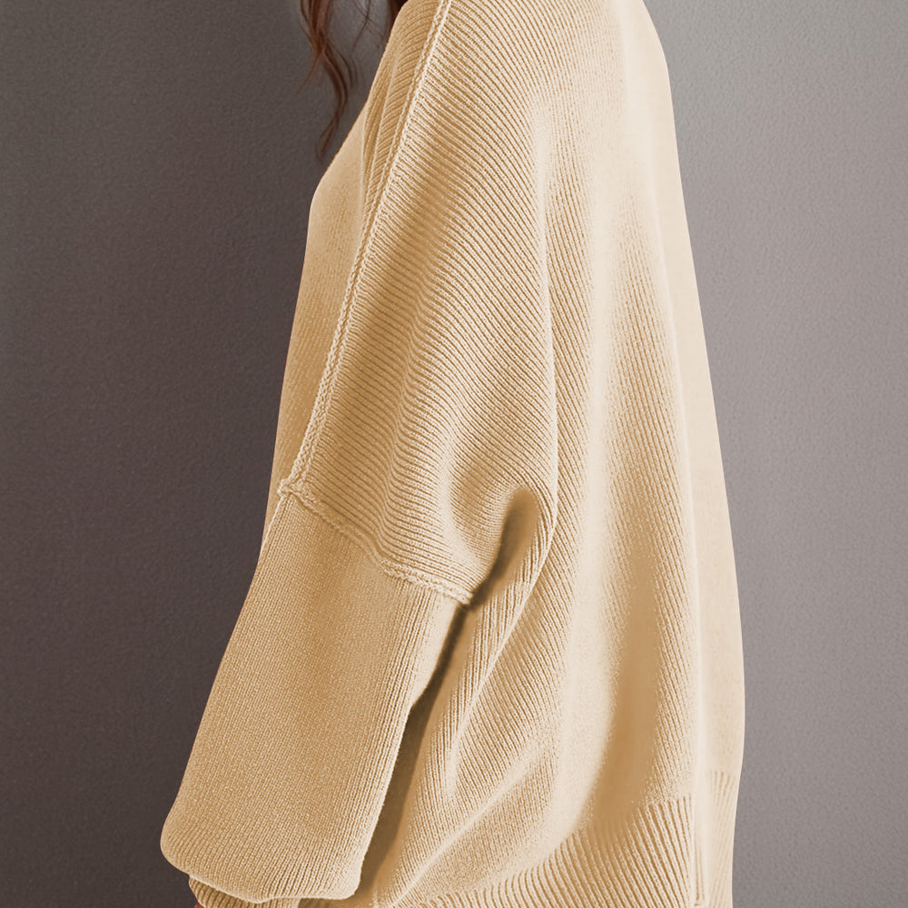 
                      
                        Side Slit Round Neck Long Sleeve Sweater
                      
                    