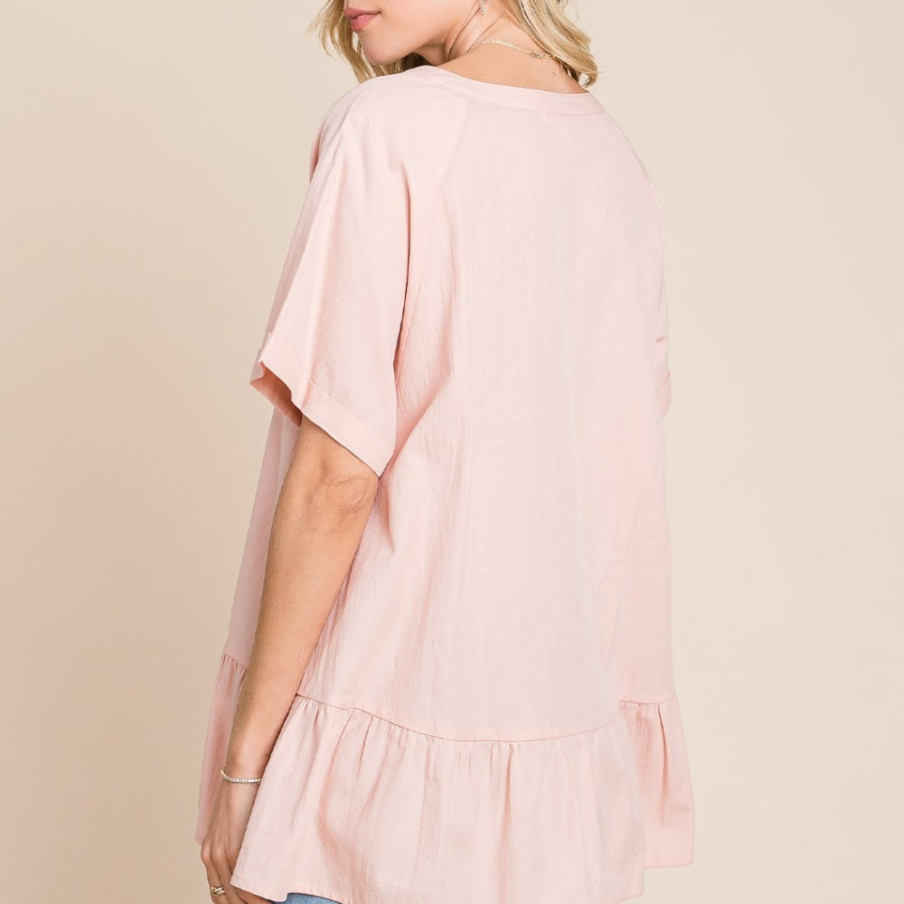 
                      
                        Nochted Ruffle Hem Top
                      
                    