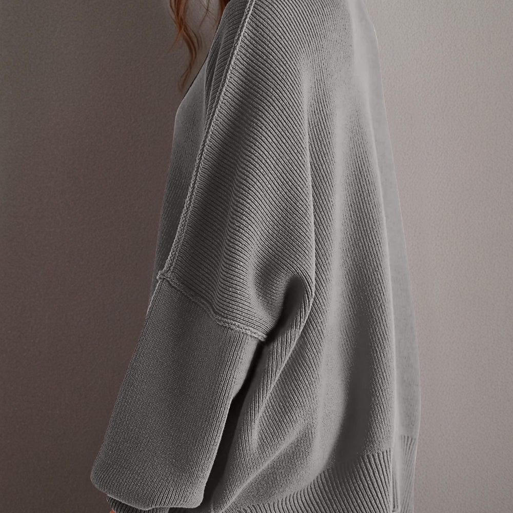 
                      
                        Side Slit Round Neck Long Sleeve Sweater
                      
                    