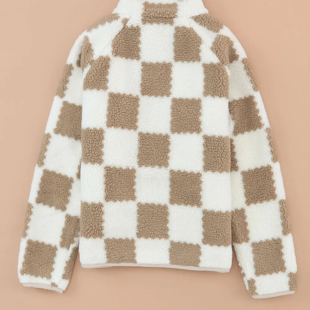 
                      
                        Checkered Snap Down Long Sleeve Jacket
                      
                    