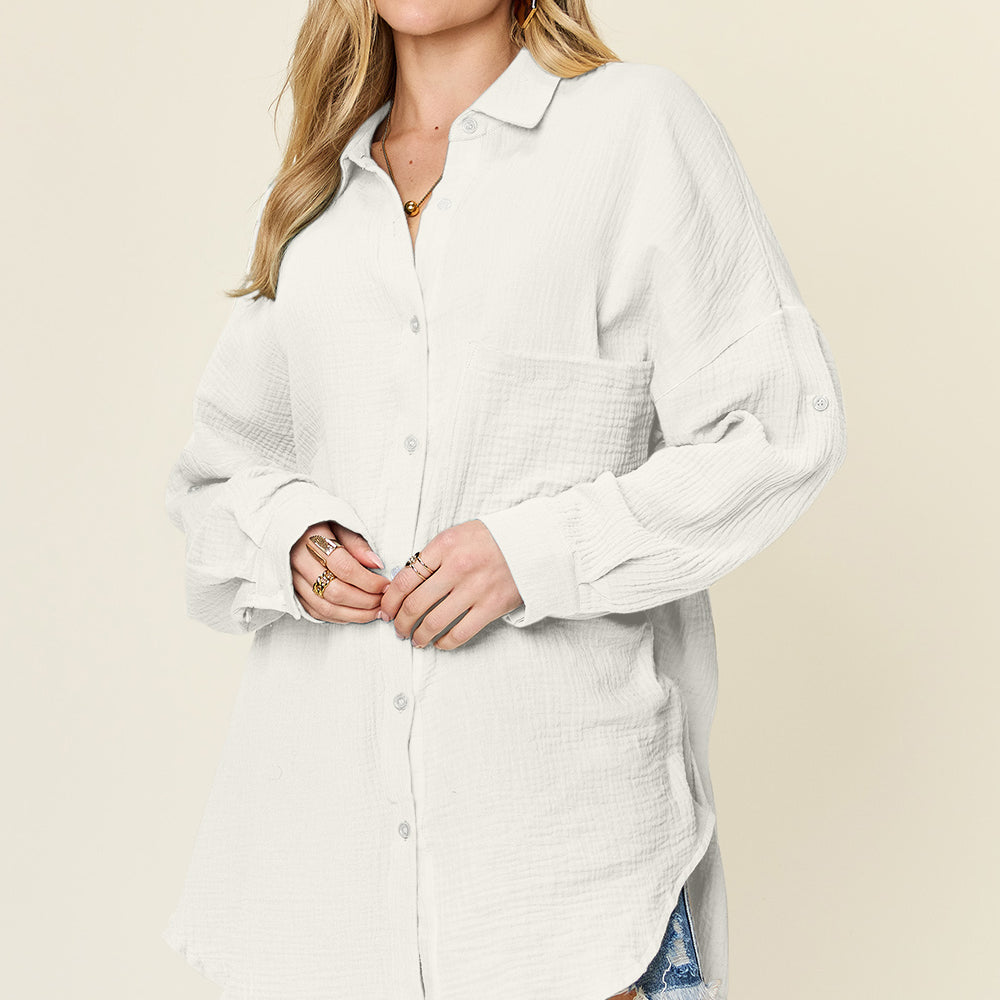 
                      
                        Pocketed Texture Button Up Shirt
                      
                    