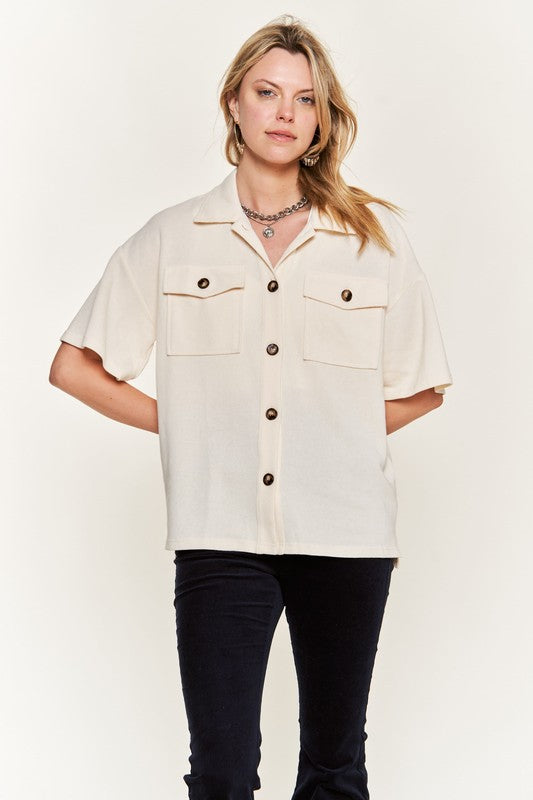 
                      
                        Smiley Back Button Down Top
                      
                    