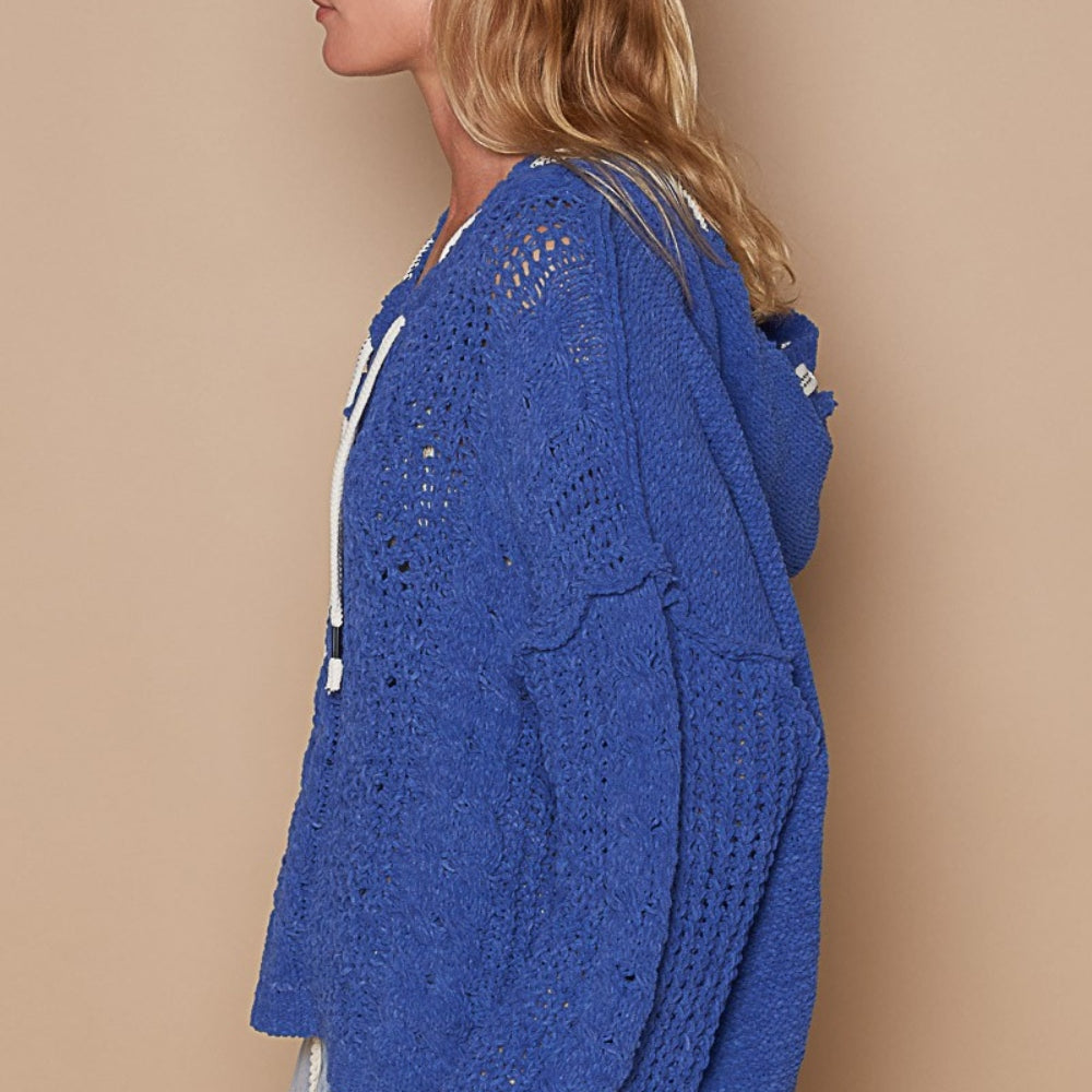 
                      
                        Cable Knit Hooded Chenille Sweater
                      
                    