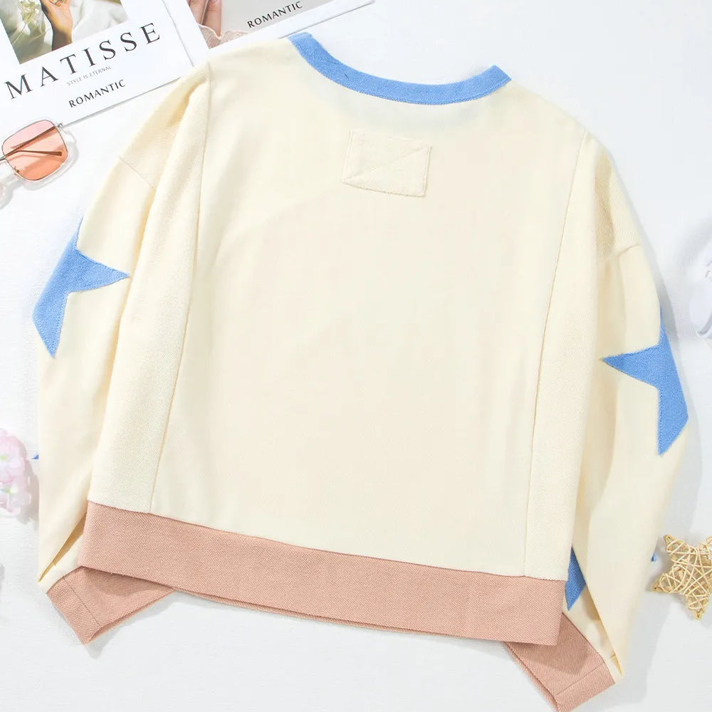 
                      
                        Star Contrast Round Neck Long Sleeve Sweatshirt
                      
                    