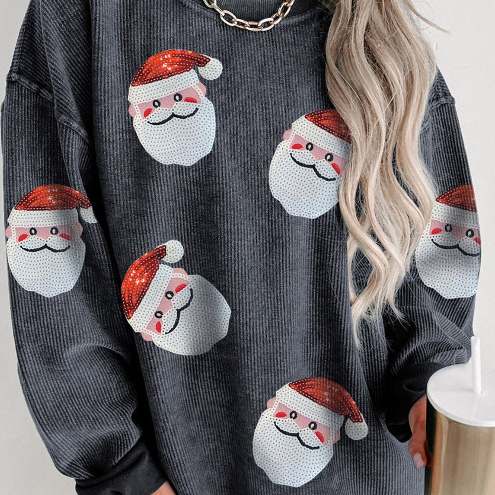 
                      
                        Sequin Santa Patch Ribbed Sweatshirt
                      
                    