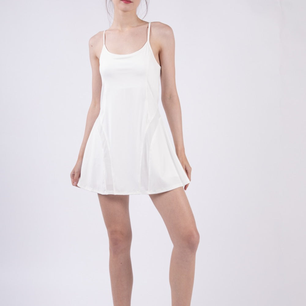 Mesh Detail Tennis Mini Active Dress with Shorts Inside